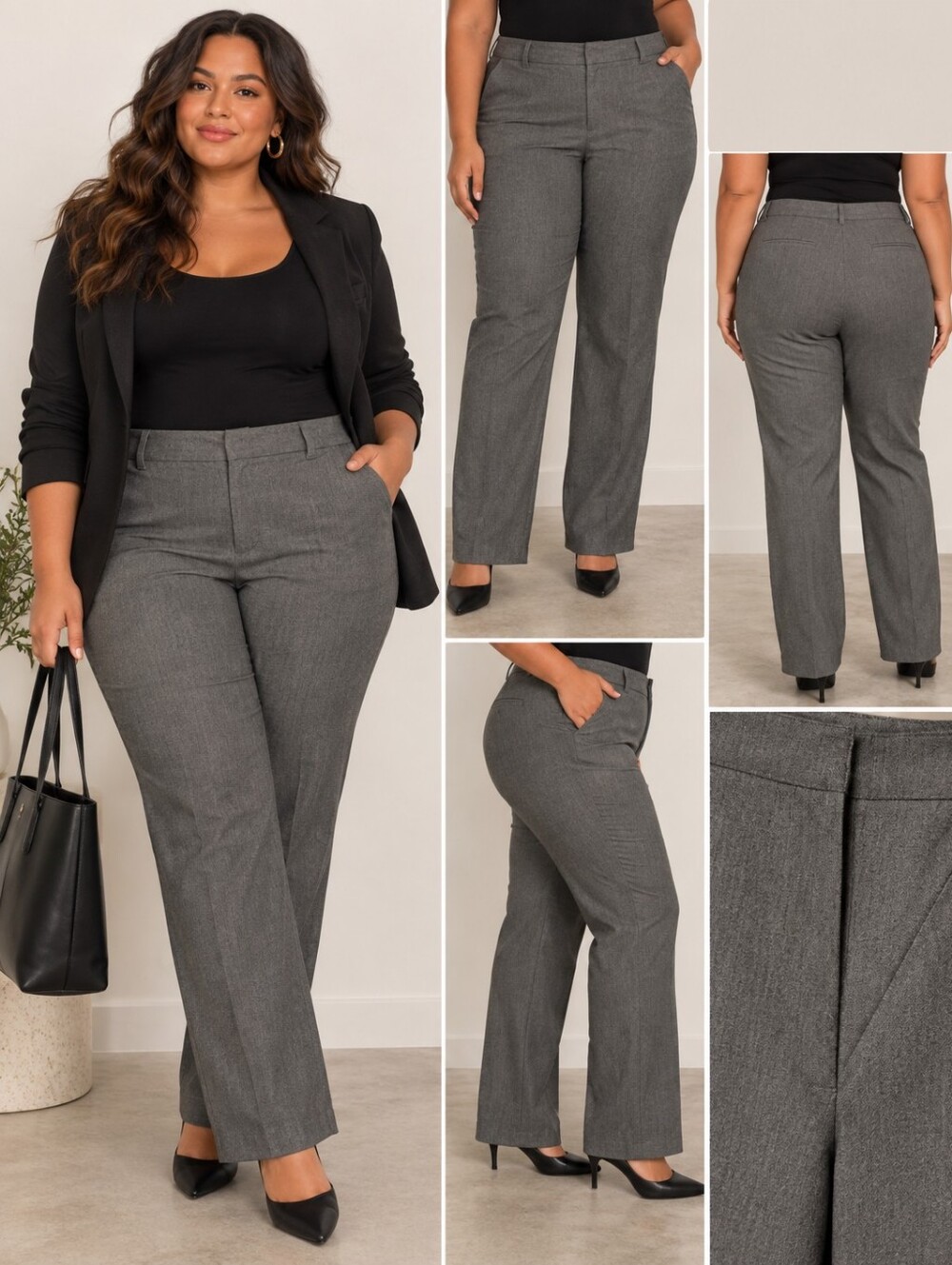 Reitmans Petite Grey Straight Leg Dress Pants | Size 18